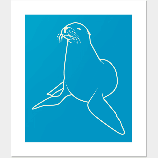 Cute Seal Aesthetic Lineart Wall Art by crissbahari